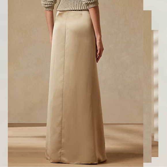 Ralph Lauren Collection New no Tag Sz 6 Ellwood Washed Satin Skirt Beige - Picture 14 of 14